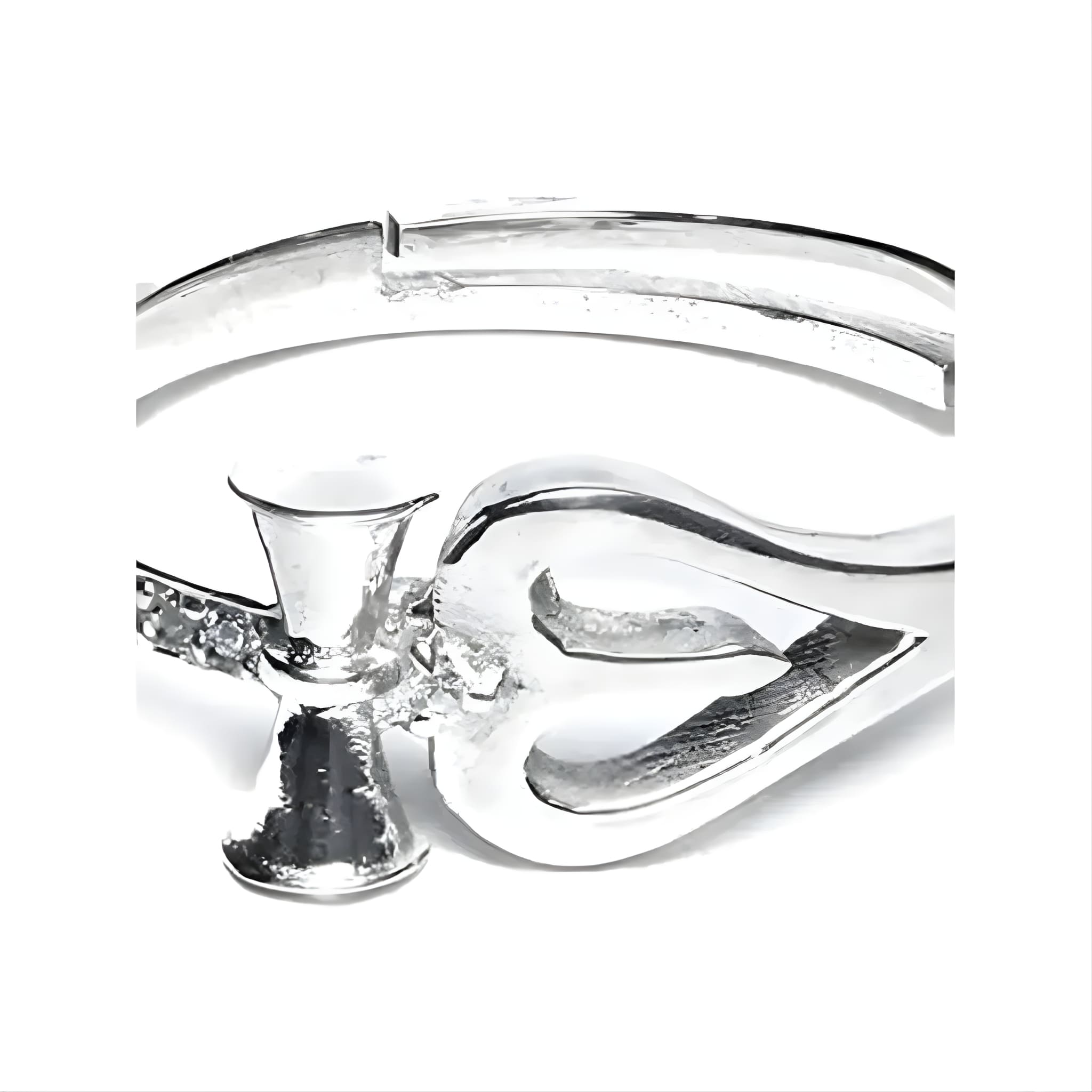 Sterling silver ancient symbol ring Neptune's Trident Poseidon with Black  enamel high polished 925 silver
