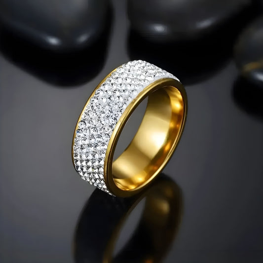 Gorgeous Glint: The Golden CZ Iced Out Ring